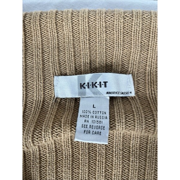 Vintage KIKIT Maurice Sasson Women's Large Tan Ribbed Cardigan Sweater - Picture 7 of 11